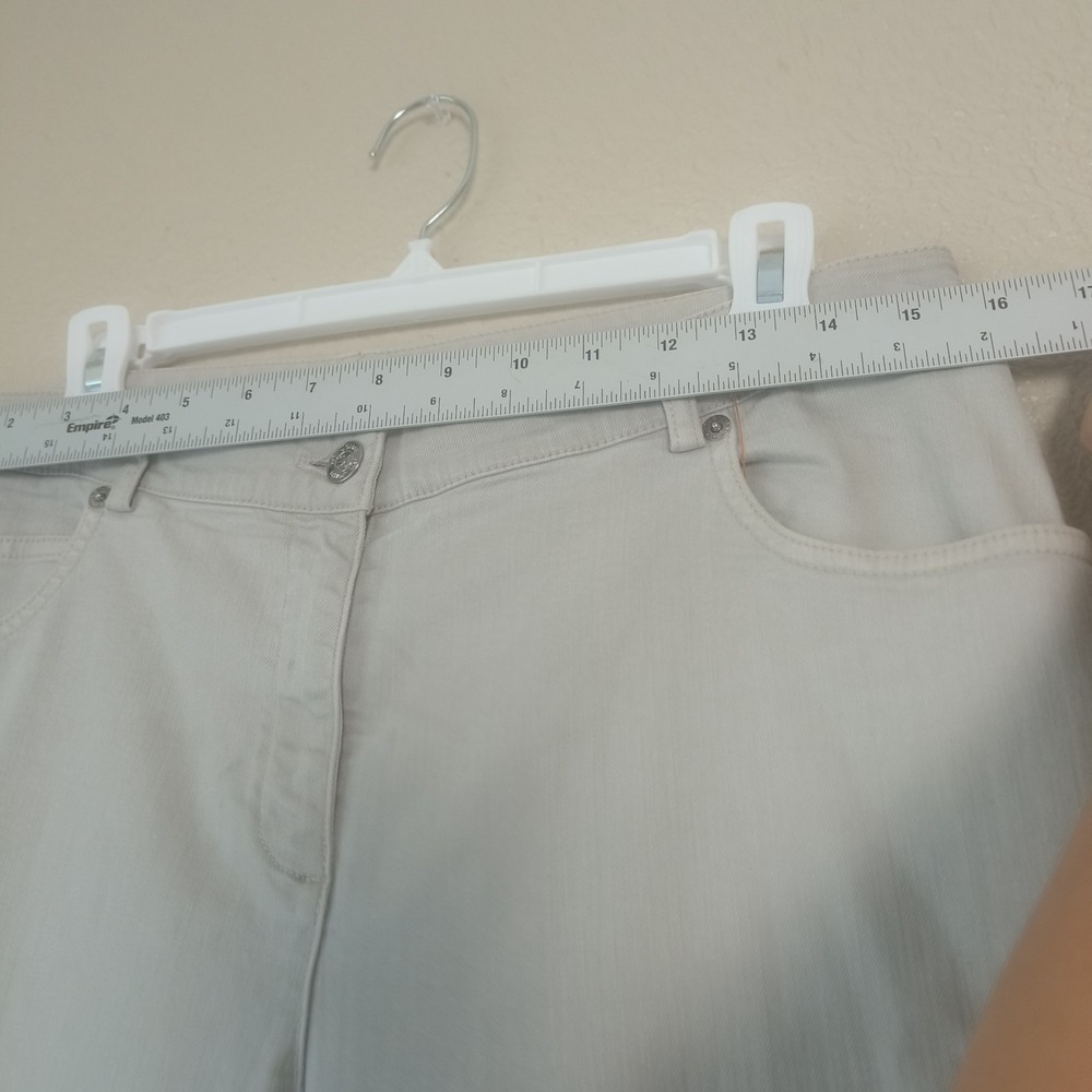 ST. JOHN women's straight-leg beige pants, size 8, with pockets and zipper - Picture 3 of 10